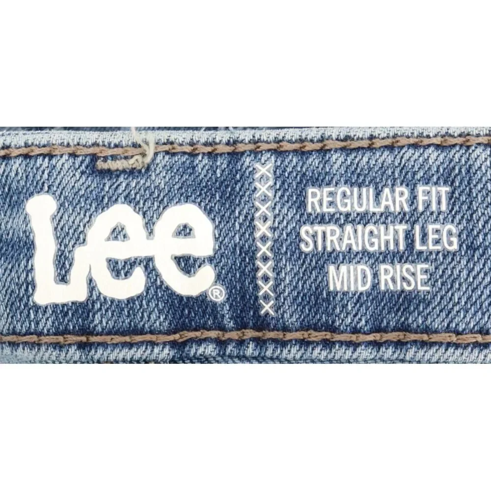 Lee Jeans Mid Rise Straight Leg Womens Size‎ 12P Blue Faded Cotton Blend Denim
